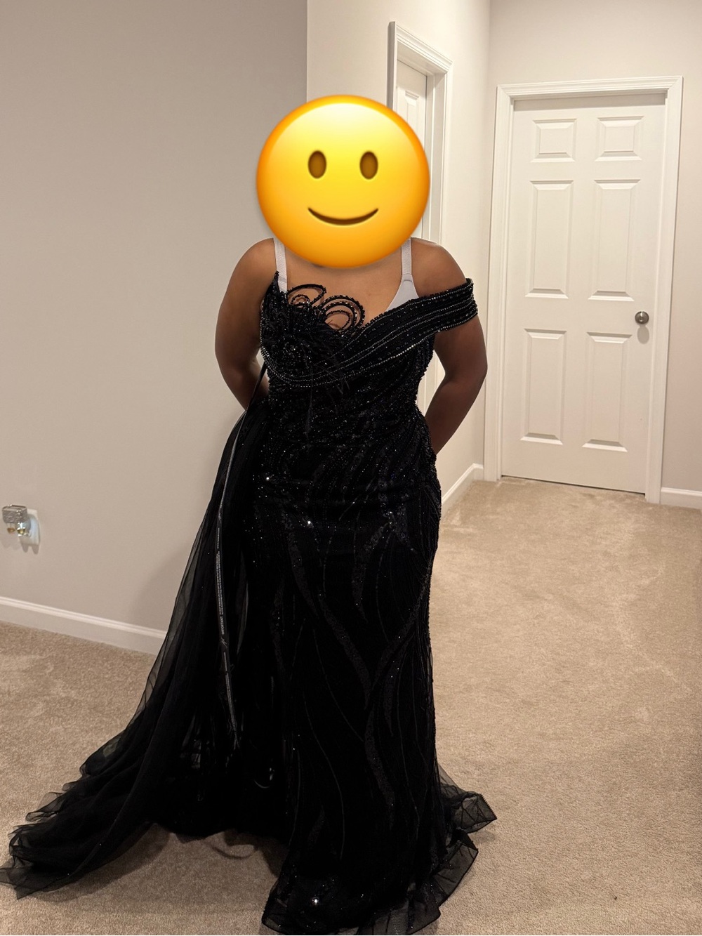 One-Shoulder Black Evening Gown with Draped Bodice - Perfect Prom Gown